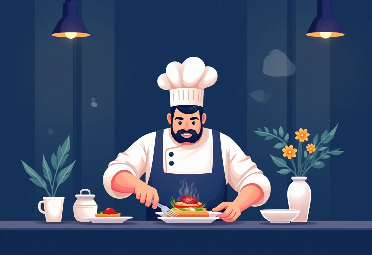 Chef plating gourmet dish