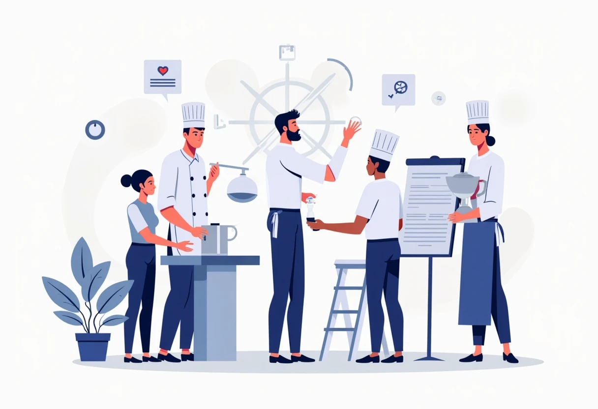 Equipo de cocina en un restaurante de lujo