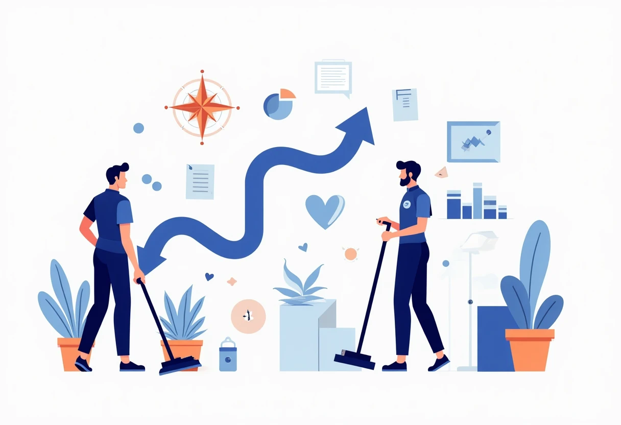 Cleaning and career path illustration